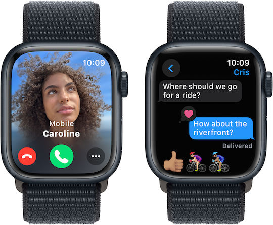 Apple Apple Watch Series 9 Aluminium 41mm Wasserdicht mit Herzfrequenzmesser Midnight Aluminium Gehäuse mit Sport Loop Midnight (S/M) - S/M