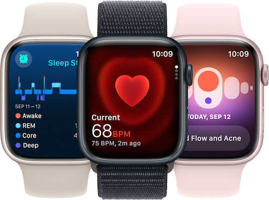 Apple Apple Watch Series 9 Aluminium 41mm Wasserdicht mit Herzfrequenzmesser Midnight Aluminium Gehäuse mit Sport Loop Midnight (S/M) - S/M