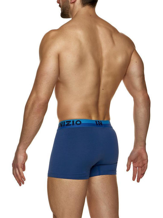Boxer Με Εξωτερικο Ματ Λαστιχο Και Logo Ινιζιο 44500 Τζιν/σιελ