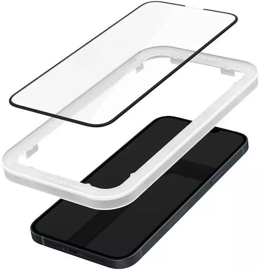 Spigen Displayschutzfolie Vollflächig Gehärtetes Glas Schwarz Für iPhone 17e / 16e / 14 / 13 / 13 Pro