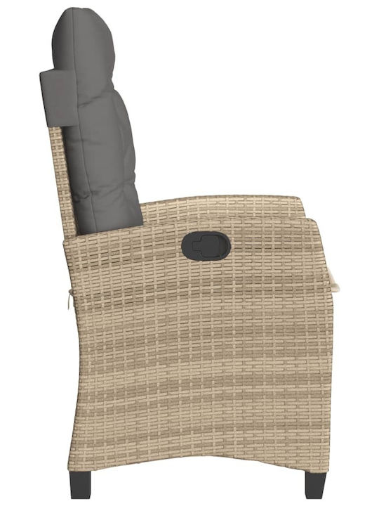 Outdoor-Sessel Rattan Beige mit Kissen 57x66x93εκ.