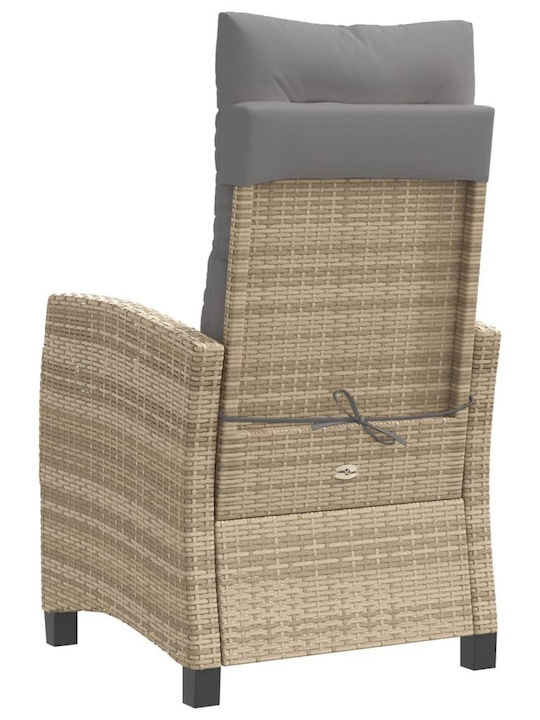 Outdoor-Sessel Rattan Beige mit Kissen 57x66x93εκ.