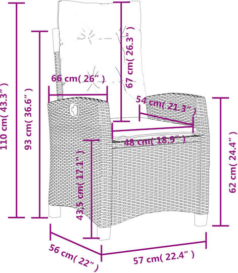 Fotoliu de exterior Rattan Bej cu pernă 57x66x93cm