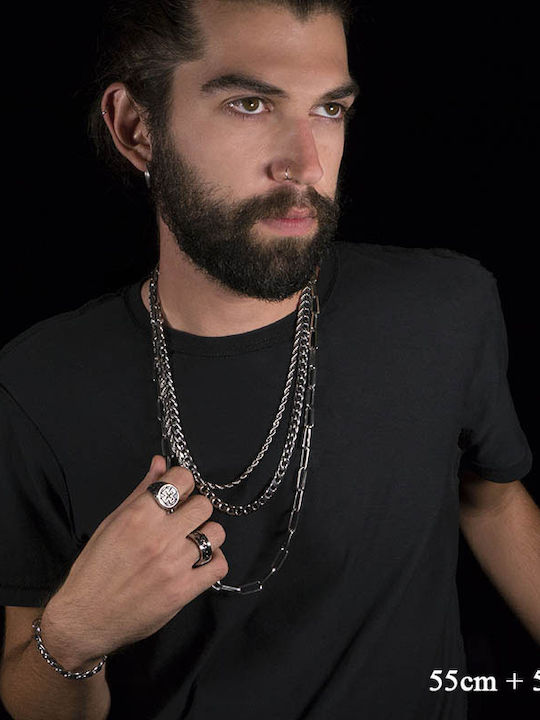 Jt Unisex Αλυσίδα Λαιμού Chain Ατσάλι Σχοινί 4mm Ασημί