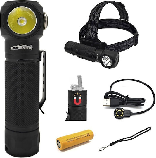 Lumină de lucru și de sit, cu baterie Lanternă Frontală LED IP68 cu Luminozitate Maximă 5000lm Negru
