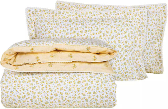 Das Home 1682 Coverlet Queen Size Cotton Satin Cream, Ochre 220x240cm