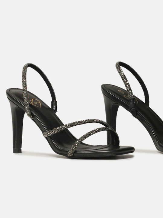 Sandals With Strass Straps Black Strass Sandals With Braided Straps Black