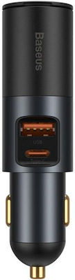Baseus Car Charger Black Total Intensity 5A Fast Charging with a Port Type-C with Cable Type-C