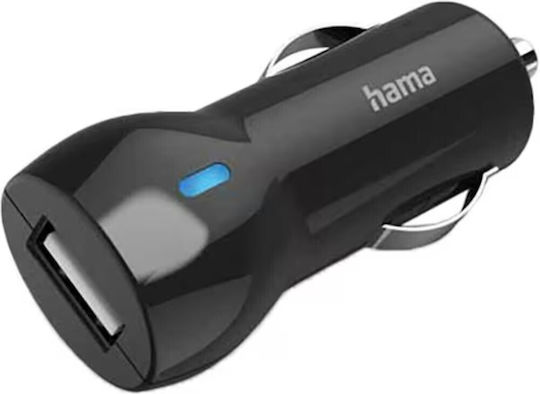 HAMA Φορτιστής Αυτοκινήτου 12W 2.4A με μία Θύρα: 1xUSB-A Μαύρο Χρώμα
