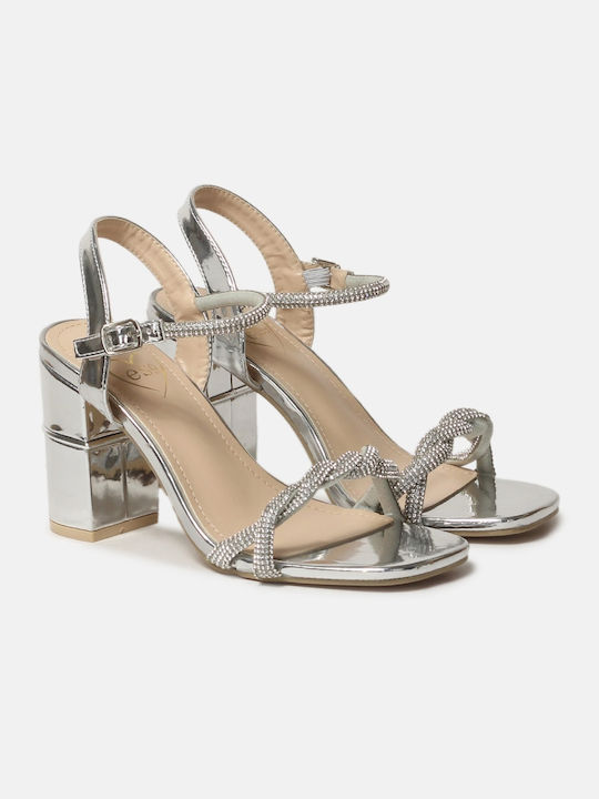 Sandals with detail on the heel and Strass Silver