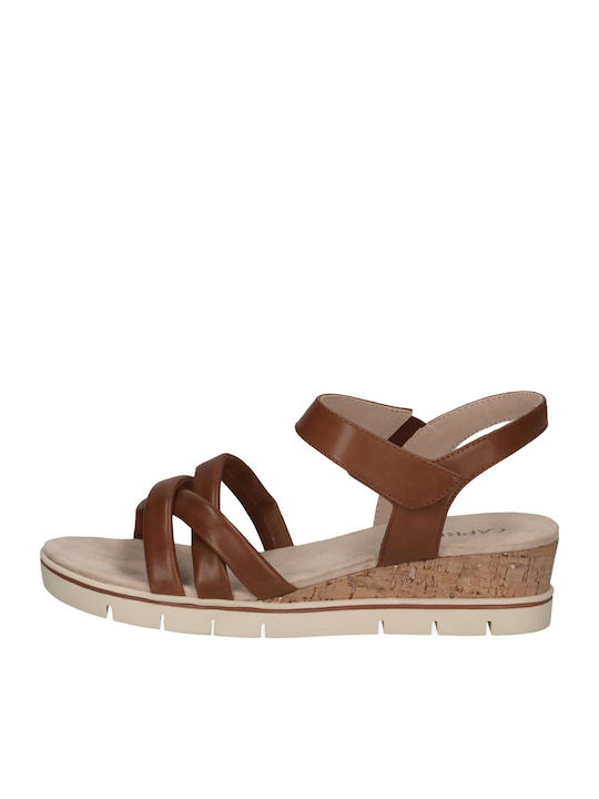 Caprice Damen Sandalen In Cognac Leder