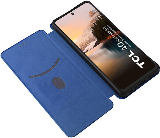 Tcl 40 Nxtpaper 4G Case Mad Mask Carbon Folio Series with Stand, Card Slot, and Magnetic Closure Flip Wallet from Synthetic Leather and Inner TPU Blue