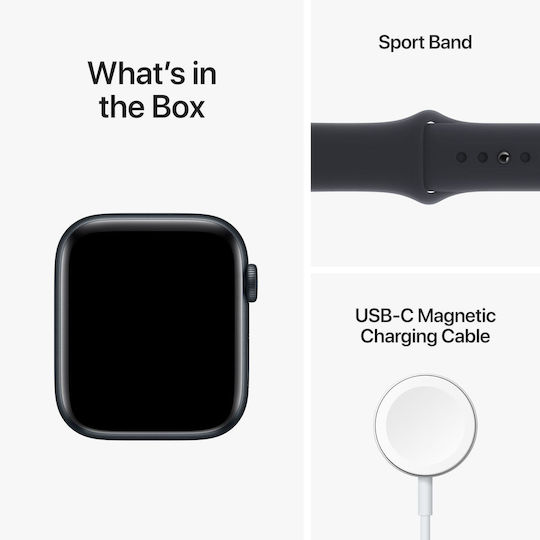 Apple Watch SE 2023 Aluminium 44mm Waterproof with Heart Rate Monitor (Midnight with Midnight Sport Band (S/M))