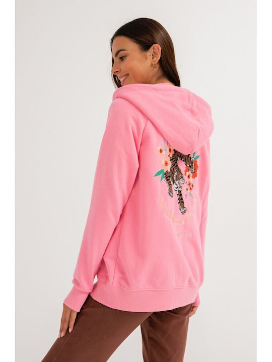 Women's Sweatshirt Jacket Hooded Pink