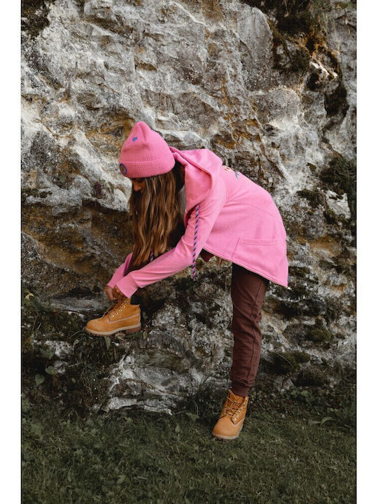 Women's Sweatshirt Jacket Hooded Pink