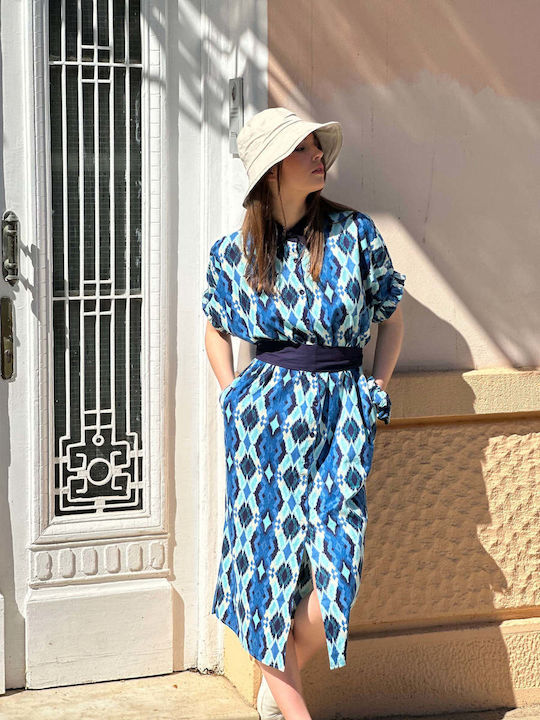 Damen Hemd Blau Druck
