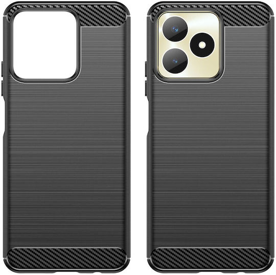 Brushed Carbon Umschlag Rückseite Silikon Blau (Realme C53)