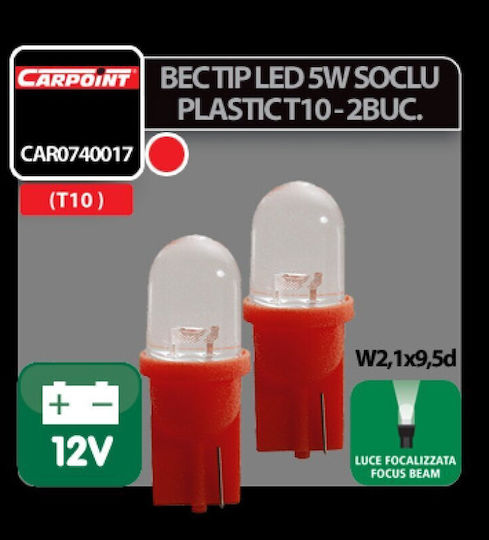 Carpoint Lămpi Autoturismului T10 LED Roșu 12V 5W 2buc