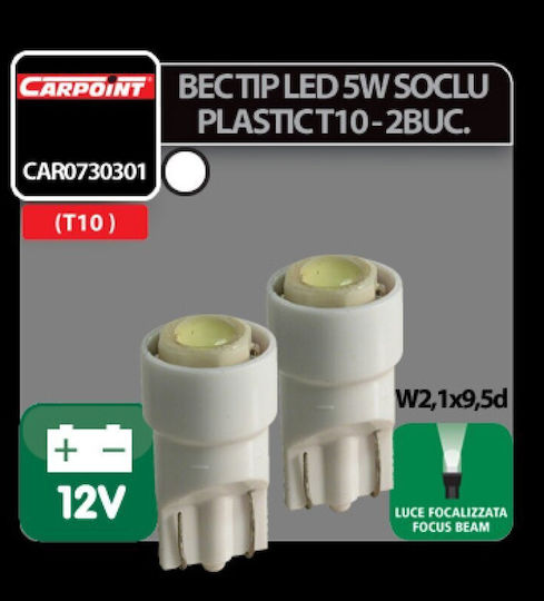 Carpoint Lămpi Autoturismului T10 LED Alb 12V 1W 2buc