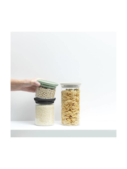 Brabantia Set of 3pcs Jars General Use with Lid Glass Gray 1000ml