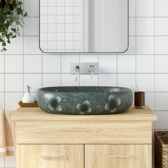 vidaXL Countertop Sink Ceramic 59x40x14cm Blue