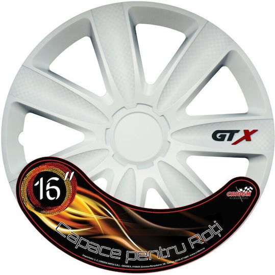 Set Capace De Roți Auto Cricem Gtx Carbon 4 Bucăți Alb 16''