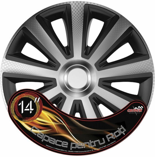 Wheel Covers Set Cridem Aviator Carbon 4pcs - Silver/black - 14''