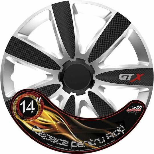 Wheel Covers Set Cridem Gtx Carbon 4pcs - Silver/black - 14''