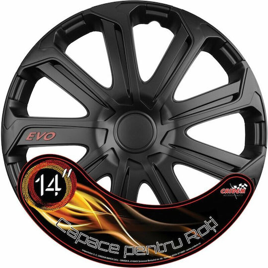 Set Capace De Roți Auto Cridem Evo 4 Bucăți Negru 14''