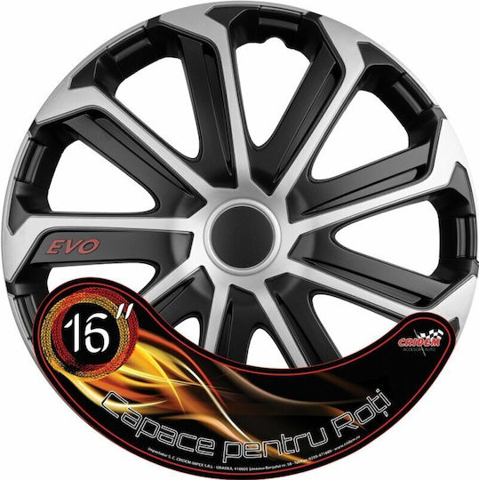 Set Capace De Roți Auto Cridem Evo 4 Bucăți Negru/Argintiu 16''