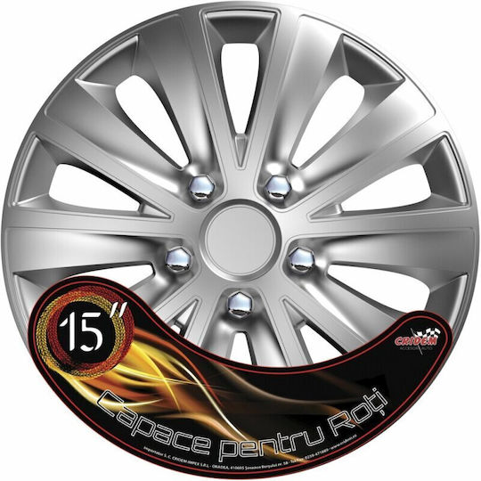 Set Capace De Roți Auto Cridem Rapide Nc 4 Bucăți - Argintiu/Crom - 15''
