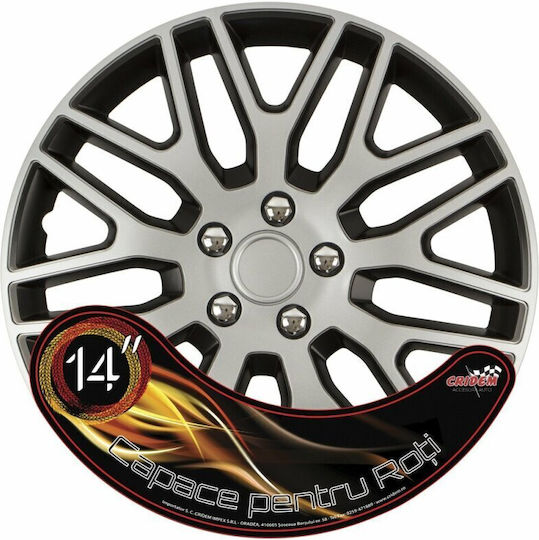 Set Capace De Roți Auto Cridem Dakar Nc 4 Bucăți - Argintiu/Negru - 14''