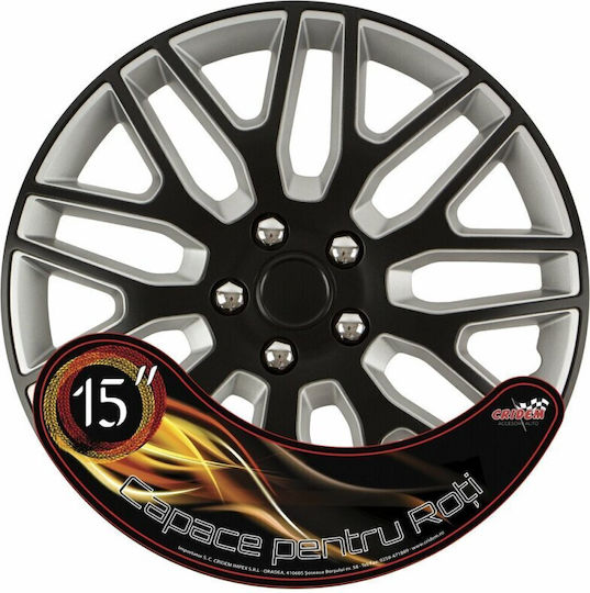 Set Capace De Roți Auto Cridem Dakar Nc 4 Bucăți Negru/argintiu 15''