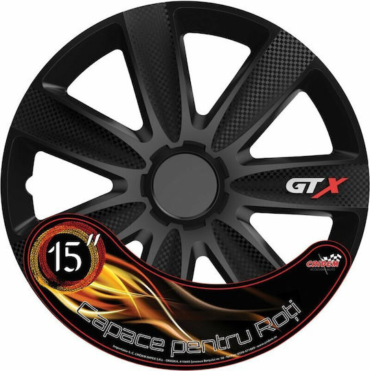 Set Capace De Roți Auto Cridem Gtx Carbon 4 Bucăți Negru 15''