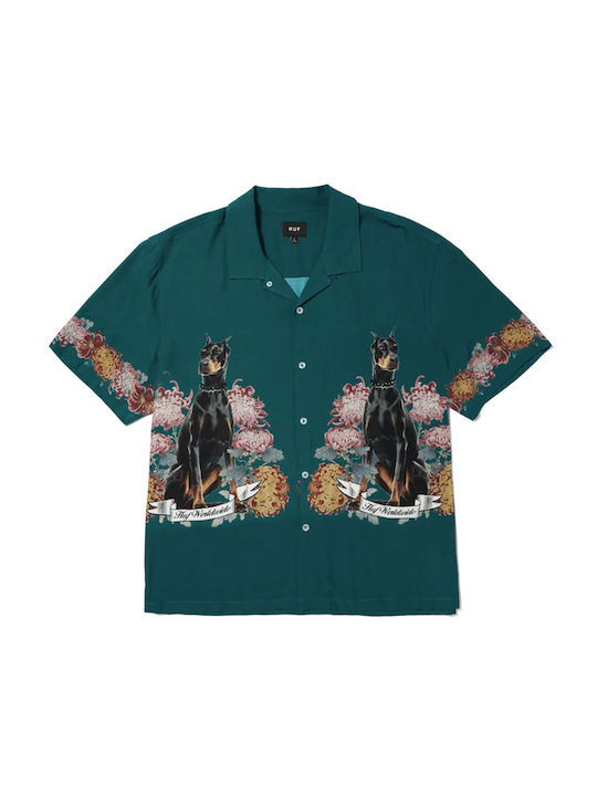 HUF Men's Shirt Short Sleeve Green