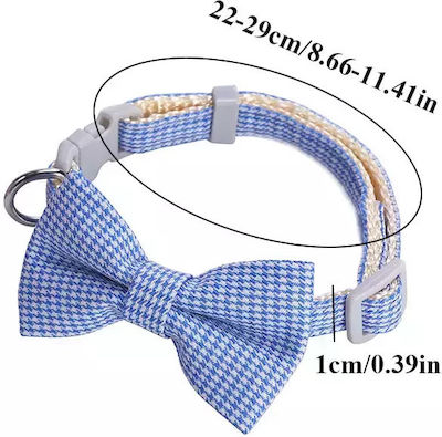 Adjustable Collar With Bell And Plaid Bow Tie For Dogs And Cats, 19-32cm, Purple