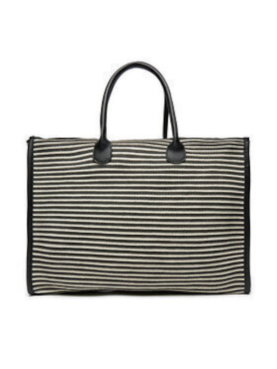 Liu Jo Fabric Beach Bag Black with Stripes