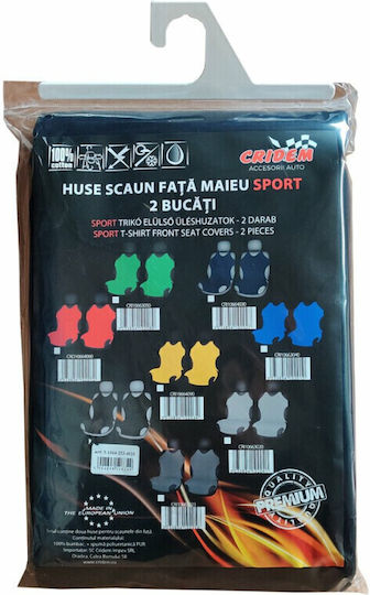Cridem Sport T-shirt Front Seat Covers 2pcs - Black