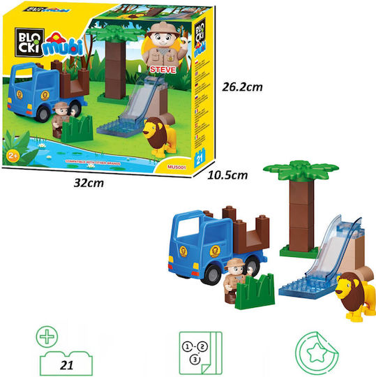 Blocki Cuburi De Construit Safari Steve Pentru 2+ Ani 19 Bucăți