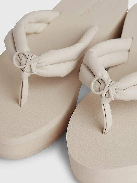 Women's Flat Sandals Flatforms in Ecru Color