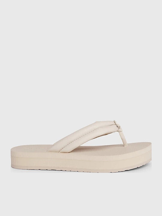 Women's Flat Sandals Flatforms in Ecru Color