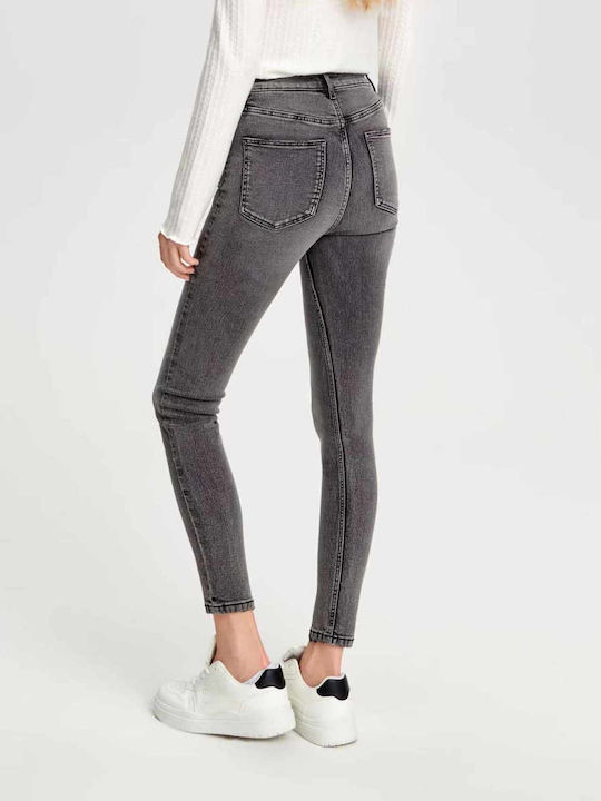 Γυναικείο Jean Παντελόνι Mid Rise Push Up σε Skinny Εφαρμογή Γκρι