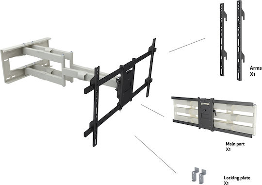 Multibrackets M Universal Long Reach Arm HD 910mm Dual Wall TV Mount with Arm up to 80" and 60kg White