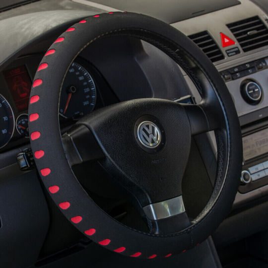 4cars Husă de volan cu burete - Ø 37-39 cm - negru/roșu