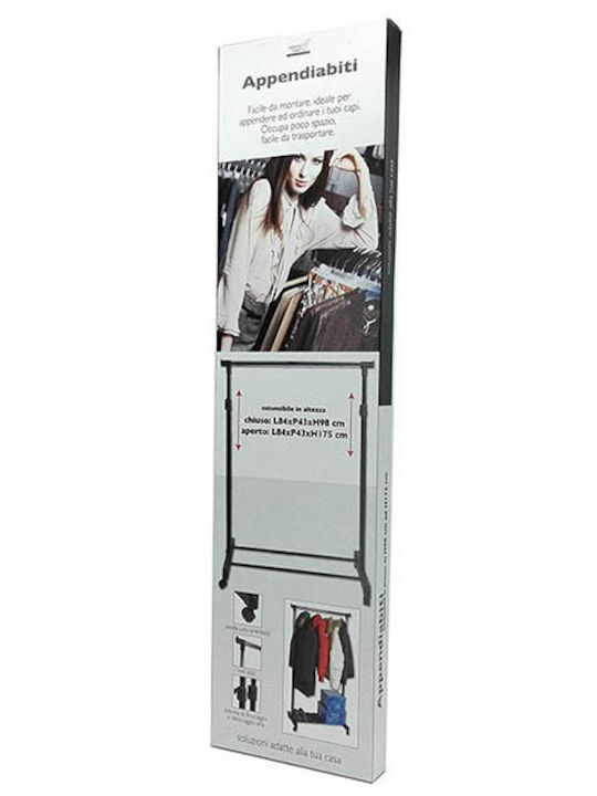 General Trade Wheeled Floor Garment Rack made of Metal Black 80x43x98cm