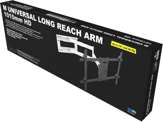 Multibrackets M Universal Long Reach Arm HD 1010mm Single Suport TV de perete cu braț până la 75" și 40kg Alb