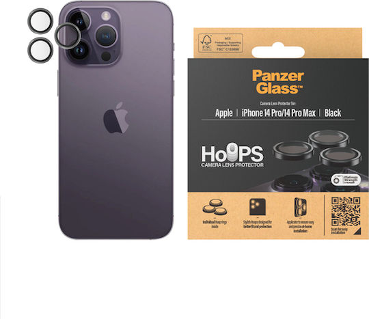 PanzerGlass Hoops Протектор за камера Закалено стъкло Черен за iPhone 14 Pro / 14 Pro Max - iPhone 14 Про / 14 Про Макс
