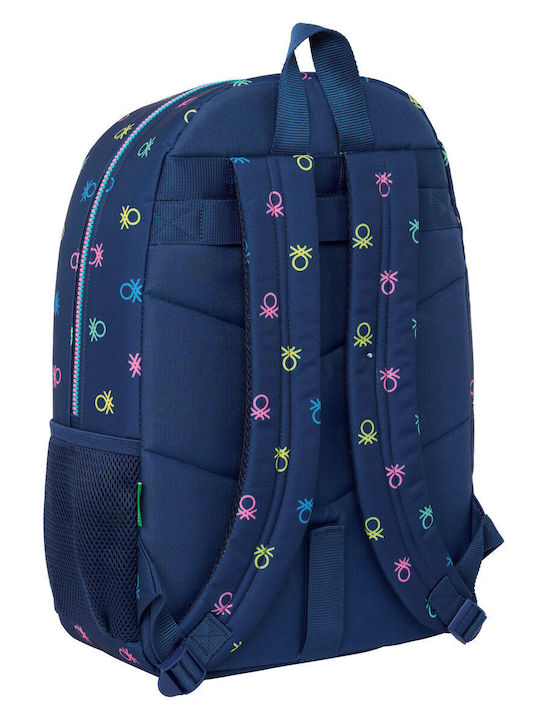 Benetton Cool School Bag Backpack Elementary, Elementary Blue 19.6Liters