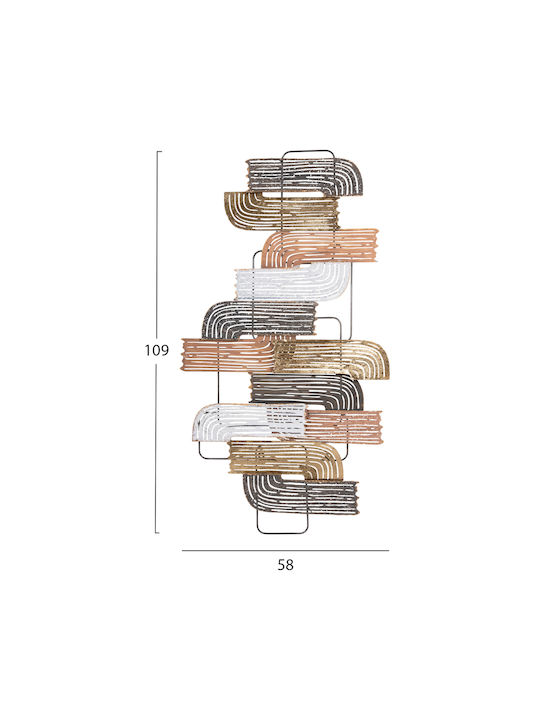 HomeMarkt Geometric Brown Wall Decor Element Made of Metal 109x4x58cm (Various Colors)