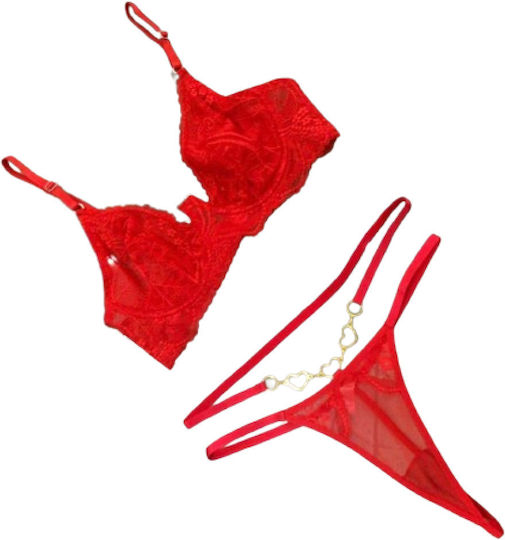 Join Women's Sexy Set Bra-underwear String Lace Red